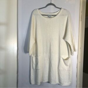 Soft Surroundings Pullover Women’s White Knit Tunic/Dress Pockets One Size
